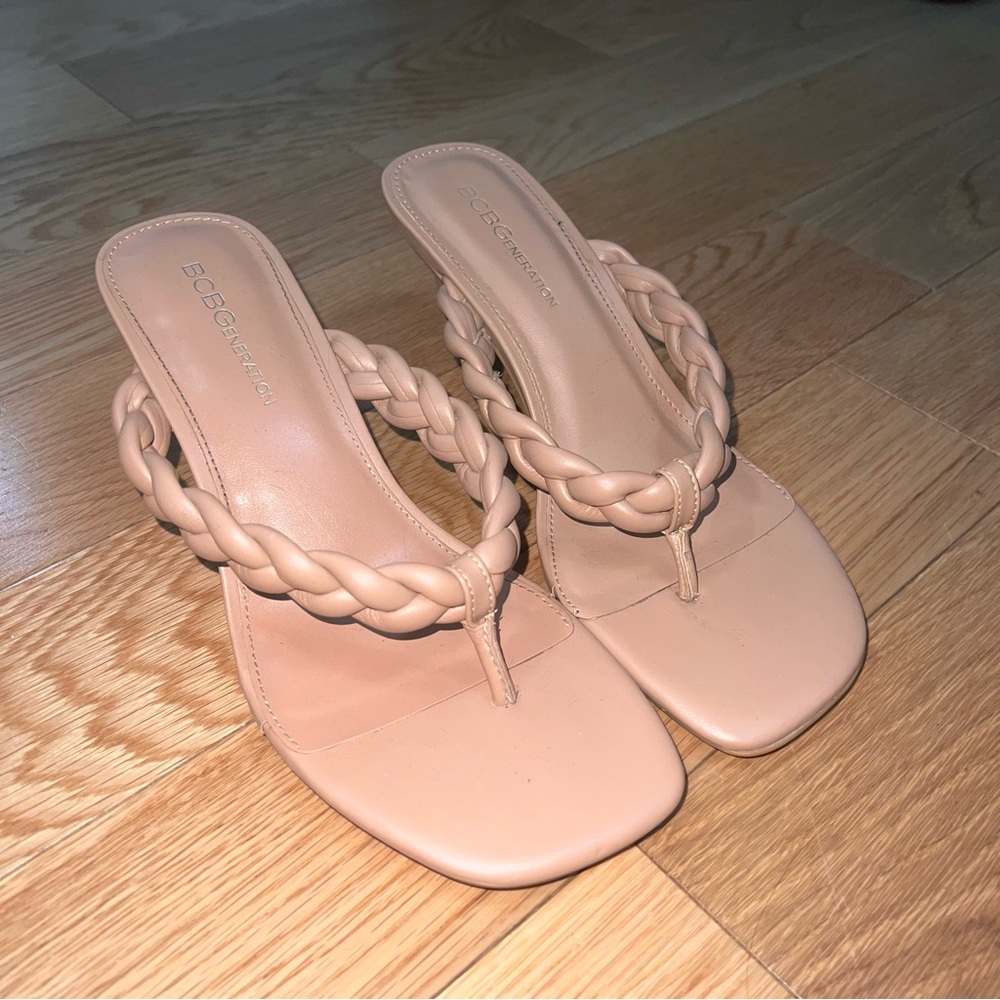BCBGMaxAzria Women's Nude Braided Sandals